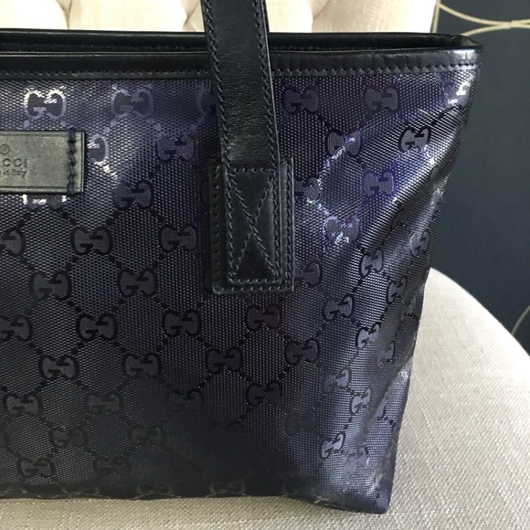 Gucci authentic tote bag navy imprime coated canvas - Picture 5 of 16
